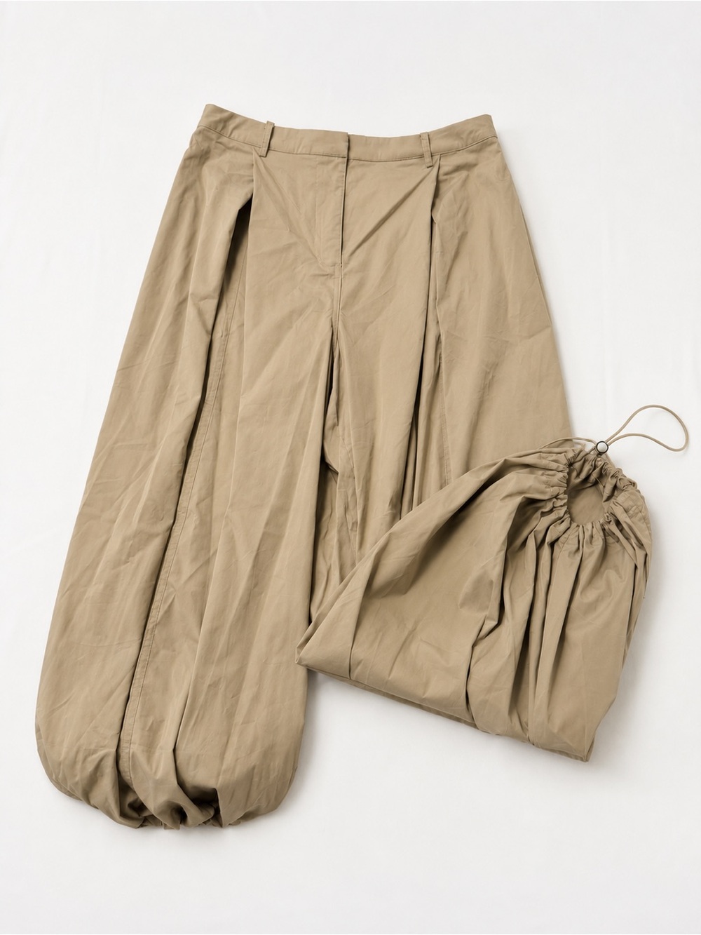 Balloon Drawstring Chinos in Tan - Picture 2 of 3